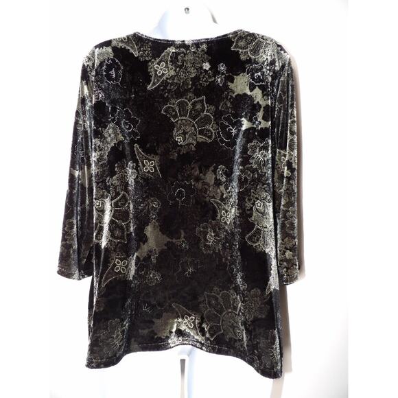 Notations Woman Blouse 1X Velvet Burnout Faux Cardigan Boho Floral Goth Fairy - Picture 5 of 14